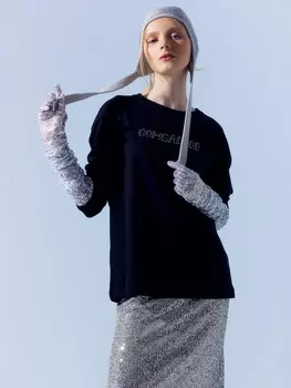 Джемпер женский черный со стразами