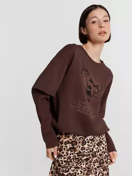 Джемпер женский коричневый с принтом
