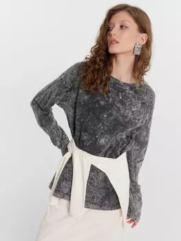 Джемпер женский серый с обработкой эйсид