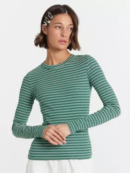 Джемпер женский темно-зеленый в полоску