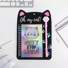 Ежедневник голография и ручка oh my cat!, 40 листов