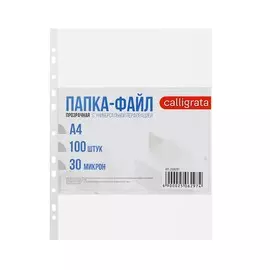 Файл - вкладыш calligrata, а4, 30 мкм, глянцевый, вертикальный, 100 штук