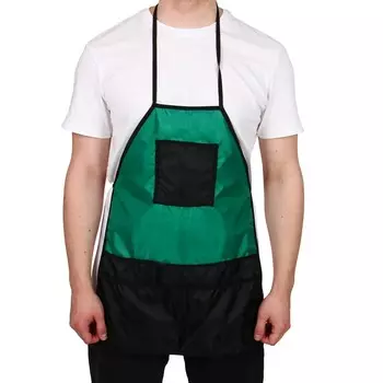 Фартук, шесть карманов, зелено-черный,
