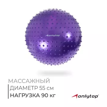 Фитбол 55 см, 800 г, массажный, фиолетовый