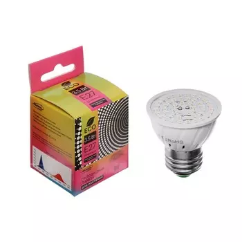 Фитолампа для растений luazon lighting, светодиодная, e27, 3.5 вт, ip44, 220 в, 270°, биколорная