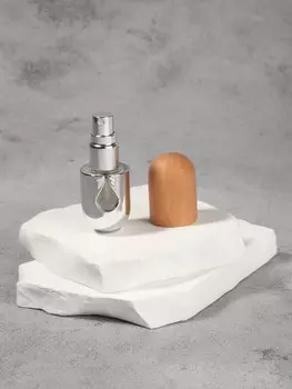 Флакон для парфюма, с распылителем, 7 мл, с деревянной крышкой, коричневый, серебристый