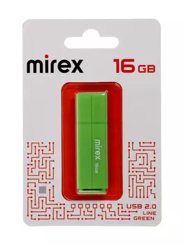 Флешка mirex line green 16 gb, usb, зеленая