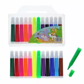 Фломастеры 12 цветов jambo, толстые, вентилируемый колпачок