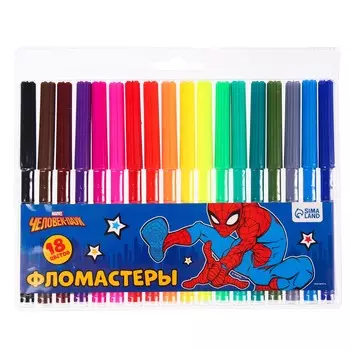 Фломастеры, 18 цветов, человек-паук