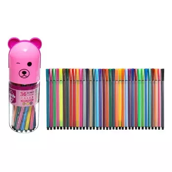 Фломастеры 36 цветов, в тубусе, розовый