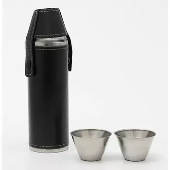 Фляжка мастер к, 300 мл, 2 стопки 30 мл, в чехле, подарочная, нержавеющая сталь, черная