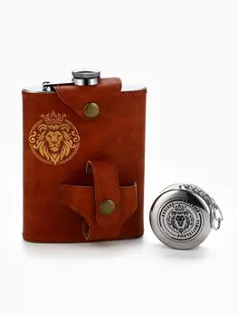 Фляжка со складной стопкой в чехле