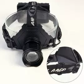 Фонарь налобный аккумуляторный, 10 вт, 2000 мач, p50, zoom, индикатор заряда, 3 режима, usb