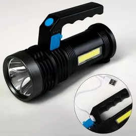 Фонарь ручной аккумуляторный, 3 и 1.5 вт, 1200 мач, usb, cob , 4 режима, индикатор заряда
