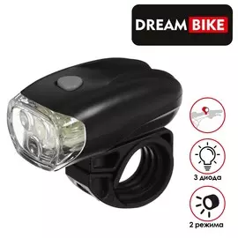Фонарь велосипедный передний dream bike, jy566, 3 диода, 2 режима