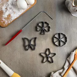 Формы для хвороста и печенья доляна, набор 5 предметов, d=7 см, серебристые