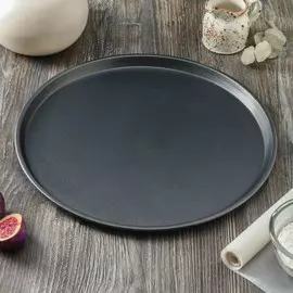 Форма для пиццы magistro pizzaiolo, 37×1 см, толщина 0,7 мм, антипригарное покрытие, цвет чёрный