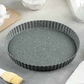 Форма для выпечки, d=26 см, съёмное дно, антипригарное покрытие, цвет серый