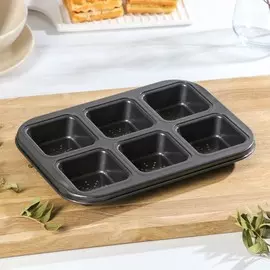 Форма для выпечки доляна cute, 26×18,5×3 см, 6 ячеек, снежинка, антипригарное покрытие, цвет чёрный
