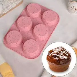 Форма для выпечки доляна ravello, 26,5×18 см, 6 ячеек (d=7 см), цвет розовый гранит