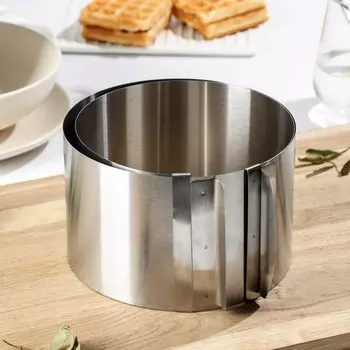 Форма для выкладки и выпечки с регулировкой размера доляна, 16-30 см, h=10 см, цвет серебристый