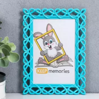 Фоторамка 10х15 см пластик l-7 бирюзовый (пластиковый экран)