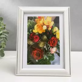 Фоторамка 13х18 (281s) белая с серебром (пластиковый экран)