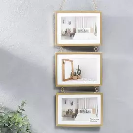 Фоторамка металл на 3 фото 10х15 см