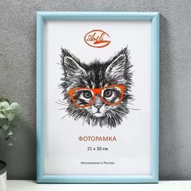 Фоторамка пластик 21х30 см, голубой (пластиковый экран)