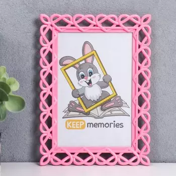 Фоторамка пластик l-7 10х15 см розовый (пластиковый экран)