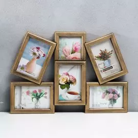 Фоторамка пластик на 6 фото 10х10, 10х15 см