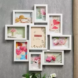 Фоторамка пластик на 9 фото 9х13, 10х15, 13х18 см