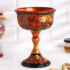 Фруктовница на ножке 2121 см, дерево хохлома