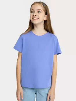 Футболка базовая для девочек фиолетовая однотонная