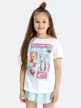Футболка белая с принтом для девочек