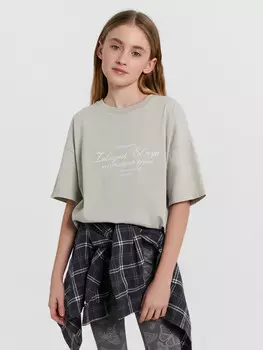 Футболка для девочек серая из коллекции «zakaзnik el’nya / заказник ельня»