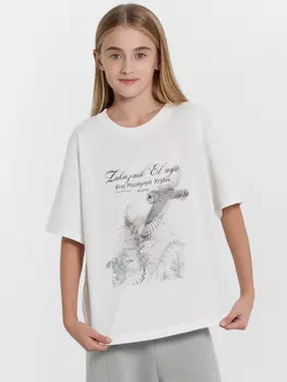 Футболка для девочек белая из коллекции «zakaзnik el’nya / заказник ельня»