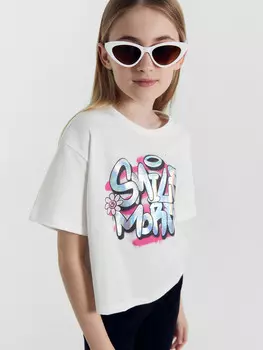 Футболка для девочек белая с печатью