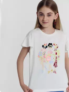 Футболка для девочек белая с печатью