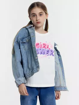 Футболка для девочек белая с печатью