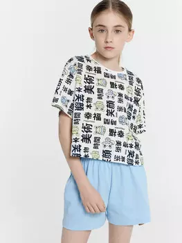 Футболка для девочек белая с принтом