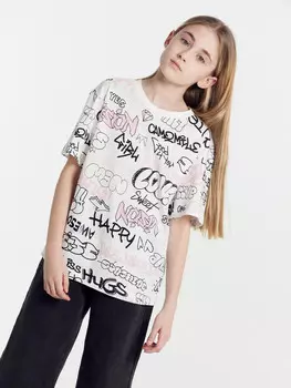 Футболка для девочек белая с принтом