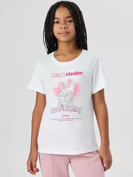 Футболка для девочек белая с принтом