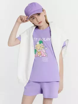 Футболка для девочек фиолетовая с печатью