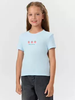 Футболка для девочек голубая с принтом