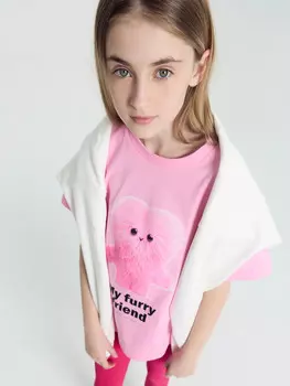 Футболка для девочек розовая с печатью