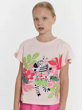 Футболка для девочек розовая с печатью