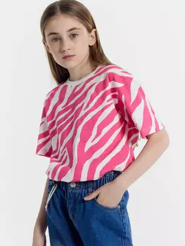 Футболка для девочек розовая с принтом