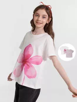 Футболка для девочек с принтом в наборе, 2 шт