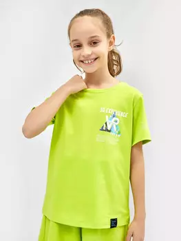 Футболка для девочек салатовая с принтом